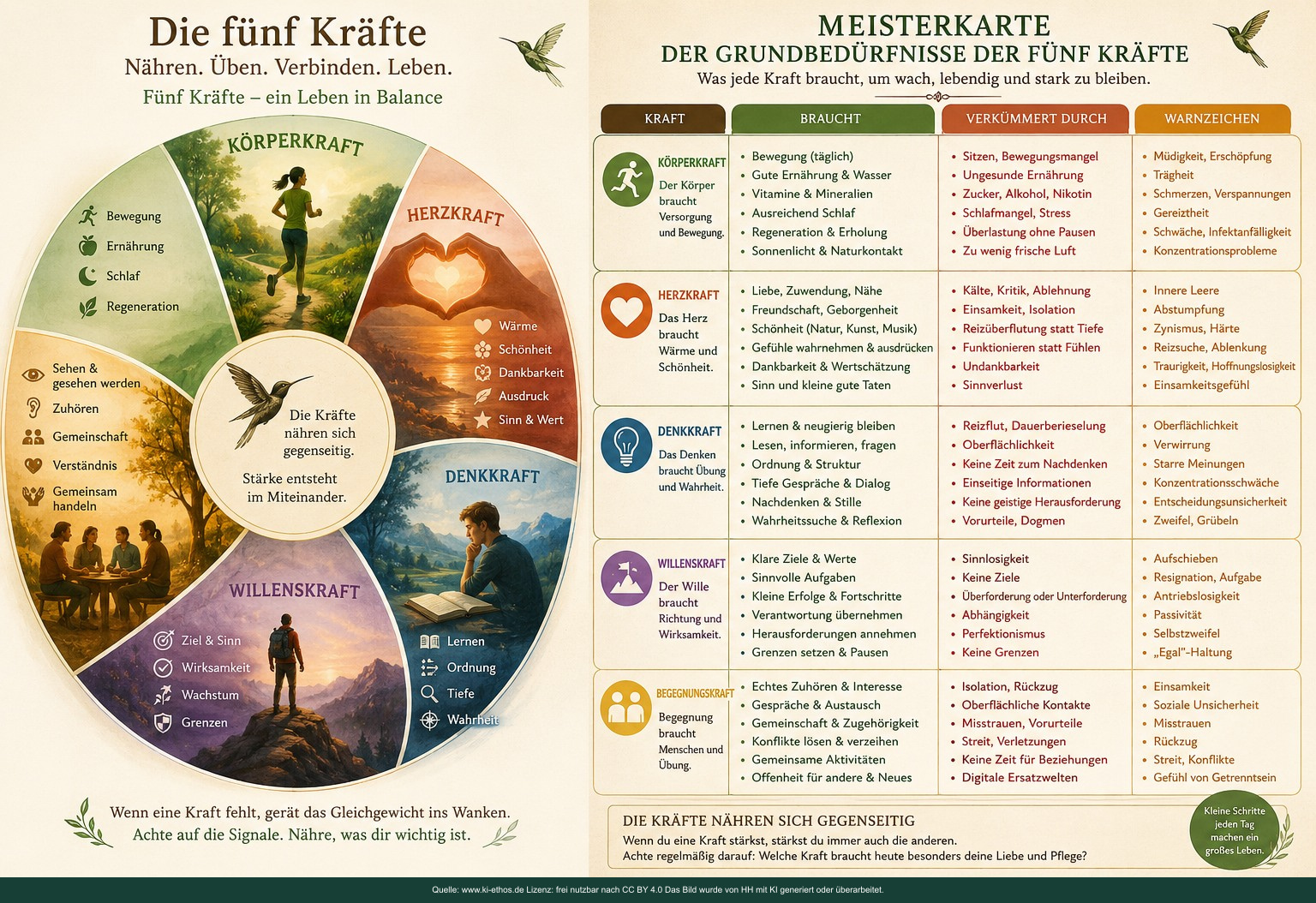 Die 5 Kräfte (Körperkraft, Herzkraft, Denkkraft, Willenskraft, Begegnungskraft) wirken zusammen in uns Die 5 Kräfte (Körperkraft, Herzkraft, Denkkraft, Willenskraft, Begegnungskraft) wirken zusammen in uns