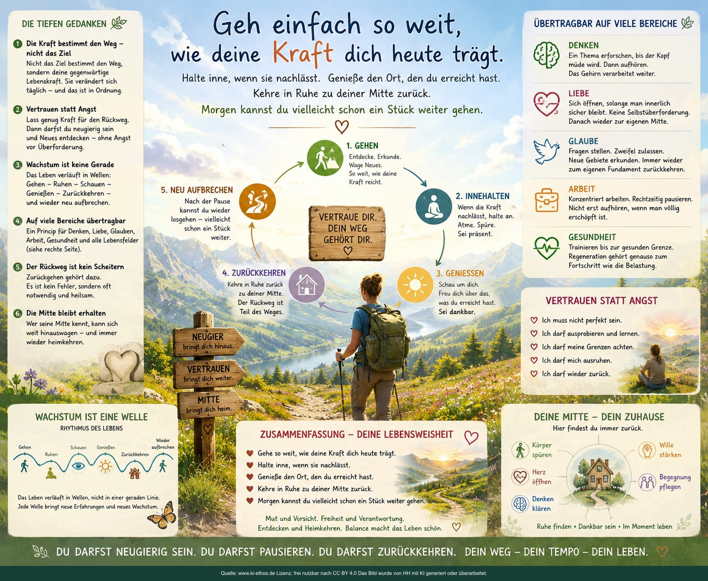 Geh so weit, wie deine Kraft dich heute trägt. Geh so weit, wie deine Kraft dich heute trägt.