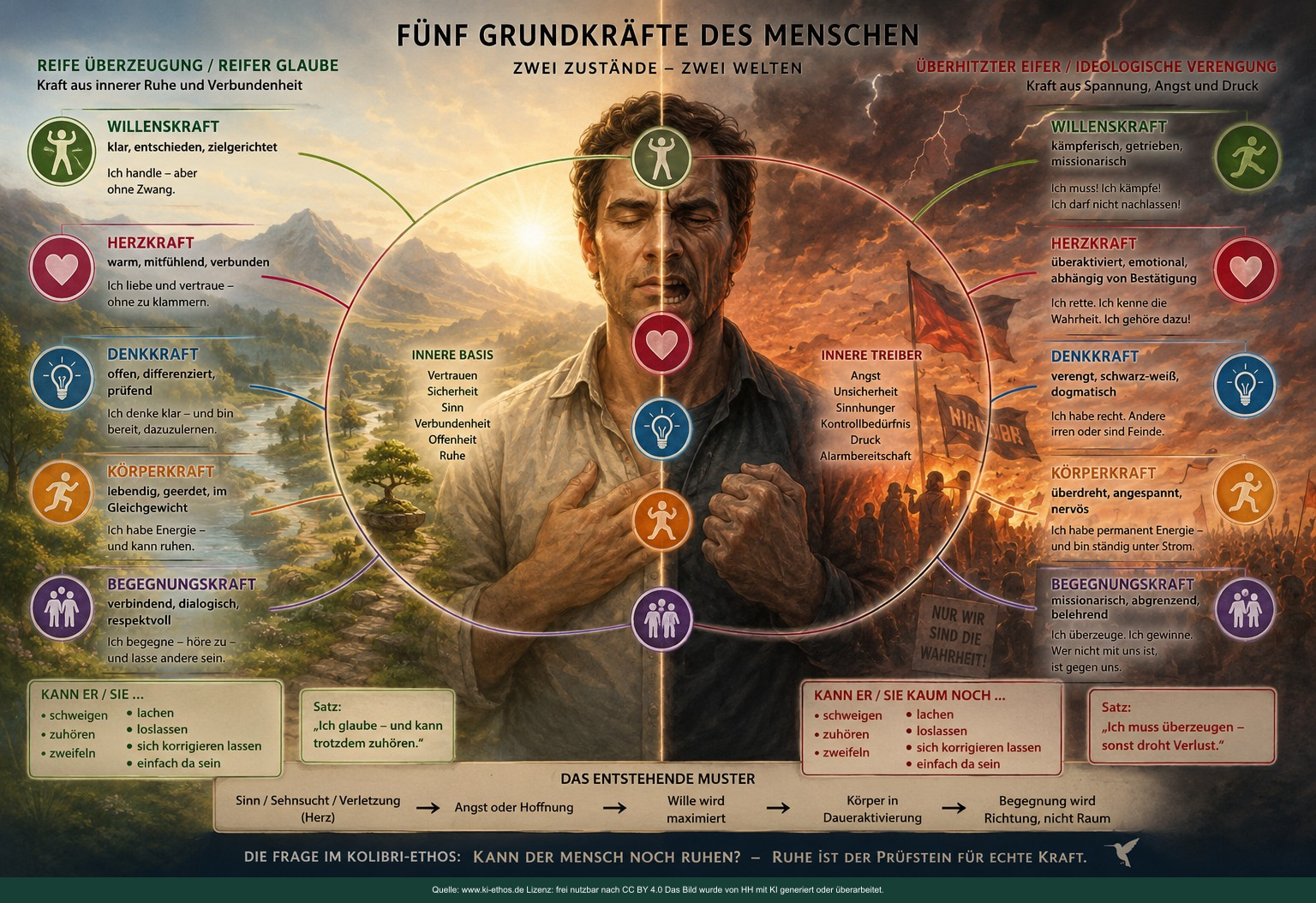Die 5 Kräfte bezogen auf die innere Geisteshaltung und Überzeugungen: Muss ich kämpfen und missionieren oder kann ich zuhören und akzeptieren Die 5 Kräfte bezogen auf die innere Geisteshaltung und Überzeugungen: Muss ich kämpfen und missionieren oder kann ich zuhören und akzeptieren