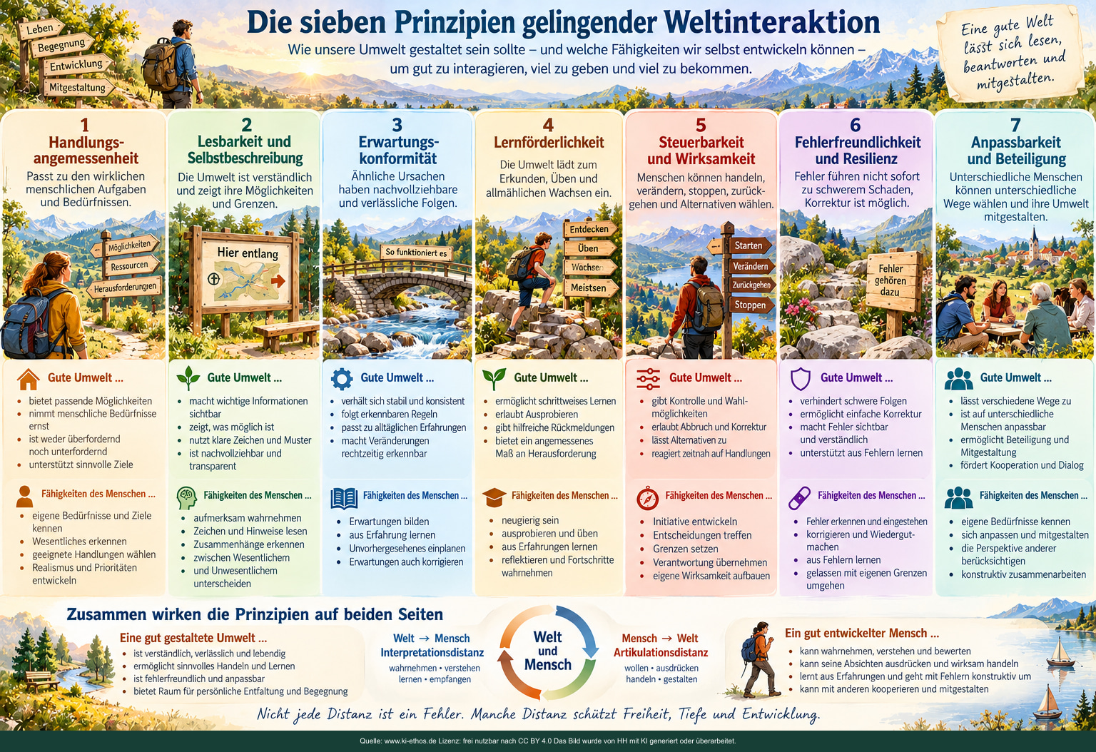 Bildtafel zu sieben abgeleiteten Prinzipien gelingender Weltinteraktion und den Fähigkeiten von Menschen und Umwelten Bildtafel zu sieben abgeleiteten Prinzipien gelingender Weltinteraktion und den Fähigkeiten von Menschen und Umwelten