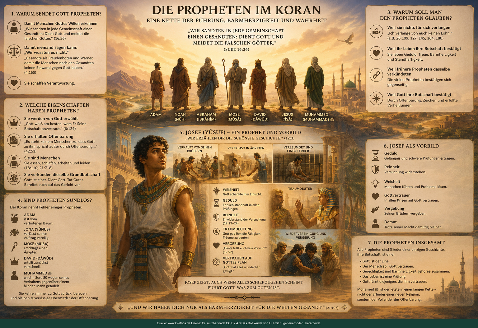 Bildtafel zur Rolle der Propheten im Koran und zu Josef als Beispiel für Bewährung, Gottesvertrauen und Vergebung Bildtafel zur Rolle der Propheten im Koran und zu Josef als Beispiel für Bewährung, Gottesvertrauen und Vergebung