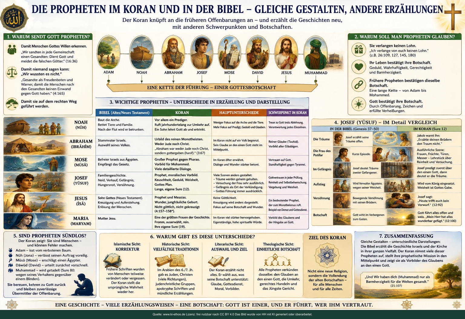 Vergleichstafel zu Noah, Abraham, Mose, Josef, Jesus und Maria in Bibel und Koran sowie zur Josefserzählung in Genesis und Sure 12 Vergleichstafel zu Noah, Abraham, Mose, Josef, Jesus und Maria in Bibel und Koran sowie zur Josefserzählung in Genesis und Sure 12