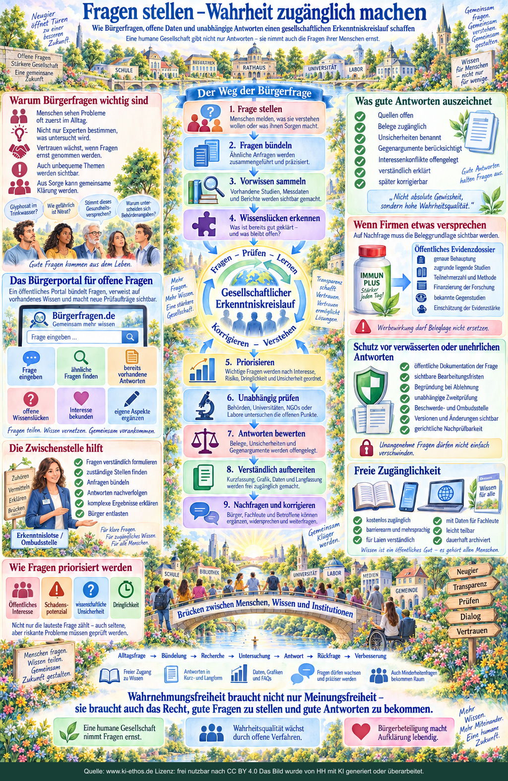 Infografik über Bürgerfragen, nachvollziehbare Antworten und die Qualität öffentlicher Wahrheitsarbeit Infografik über Bürgerfragen, nachvollziehbare Antworten und die Qualität öffentlicher Wahrheitsarbeit