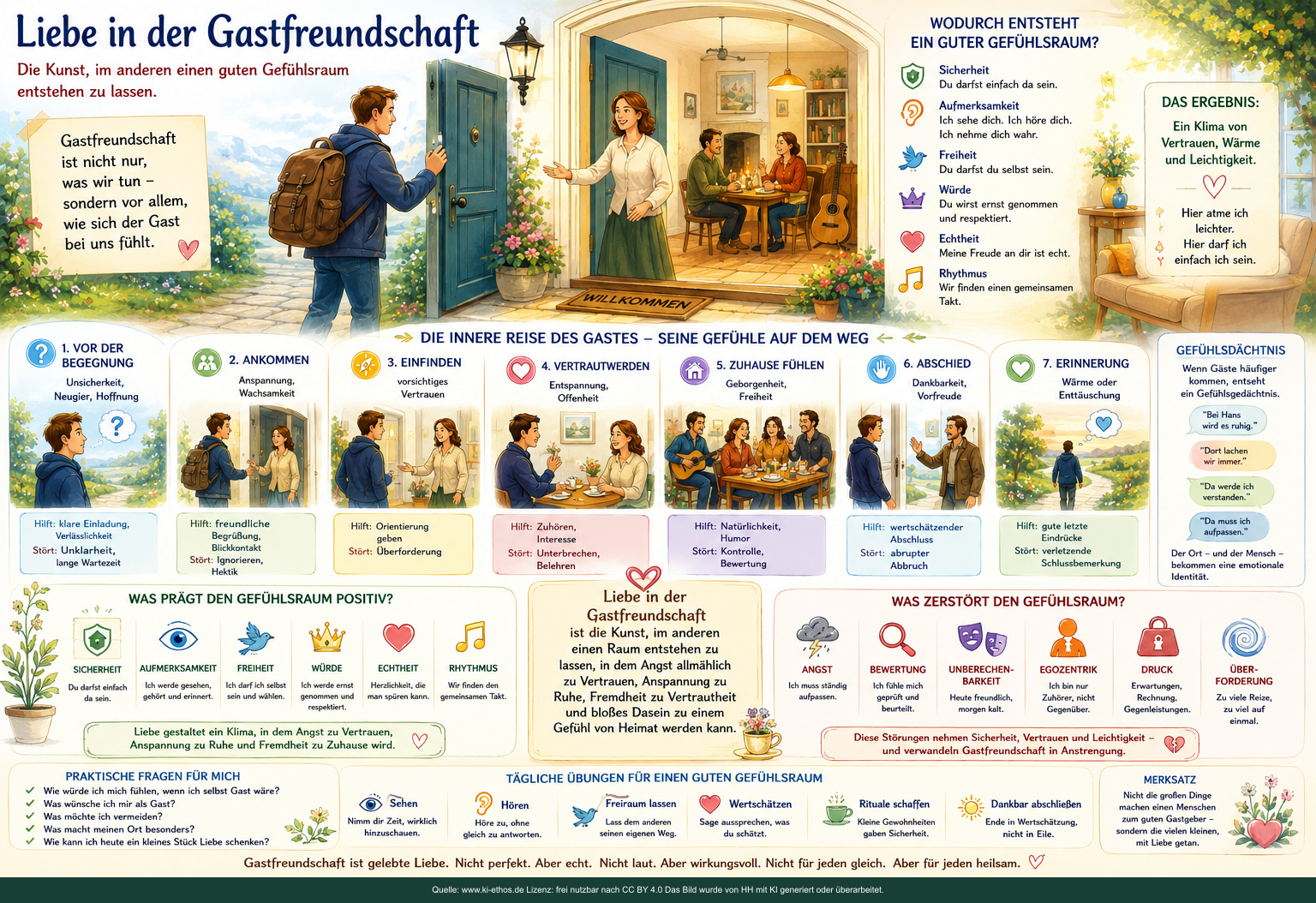 Helle Infografik über sieben mögliche Stationen eines Besuchs, sechs Bedingungen eines guten Gefühlsraums sowie praktische Fragen und kleine Übungen Helle Infografik über sieben mögliche Stationen eines Besuchs, sechs Bedingungen eines guten Gefühlsraums sowie praktische Fragen und kleine Übungen