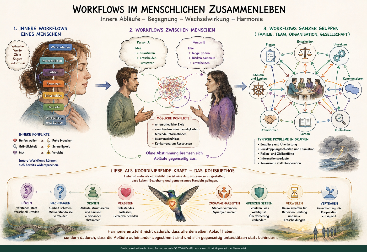 Übersicht zu inneren Abläufen, Begegnung und Gruppenprozessen sowie Hören, Nachfragen, Ordnen, Vergeben, Zusammenarbeit, Grenzen und Vertrauen Übersicht zu inneren Abläufen, Begegnung und Gruppenprozessen sowie Hören, Nachfragen, Ordnen, Vergeben, Zusammenarbeit, Grenzen und Vertrauen