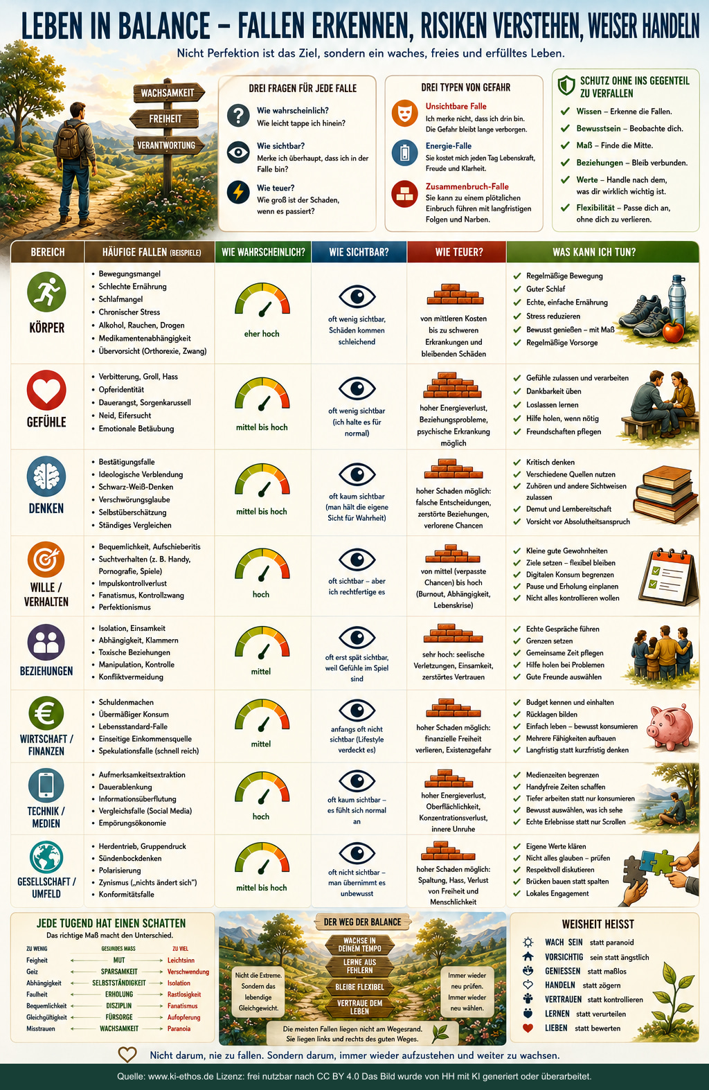 Infografik „Fallen erkennen“ als verdichtete Darstellung zum Thema Fehler und Denkfallen Infografik „Fallen erkennen“ als verdichtete Darstellung zum Thema Fehler und Denkfallen
