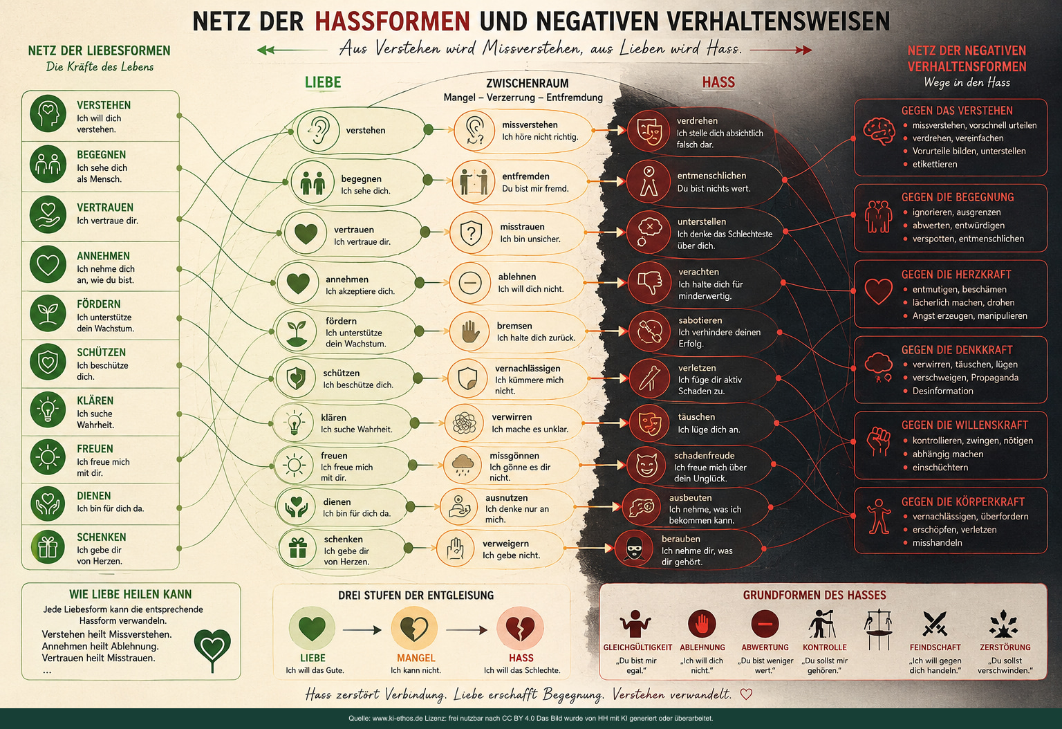 Infografik „Hassnetz Hassformen“ als verdichtete Darstellung zum Thema Hass, Propaganda und Manipulation Infografik „Hassnetz Hassformen“ als verdichtete Darstellung zum Thema Hass, Propaganda und Manipulation