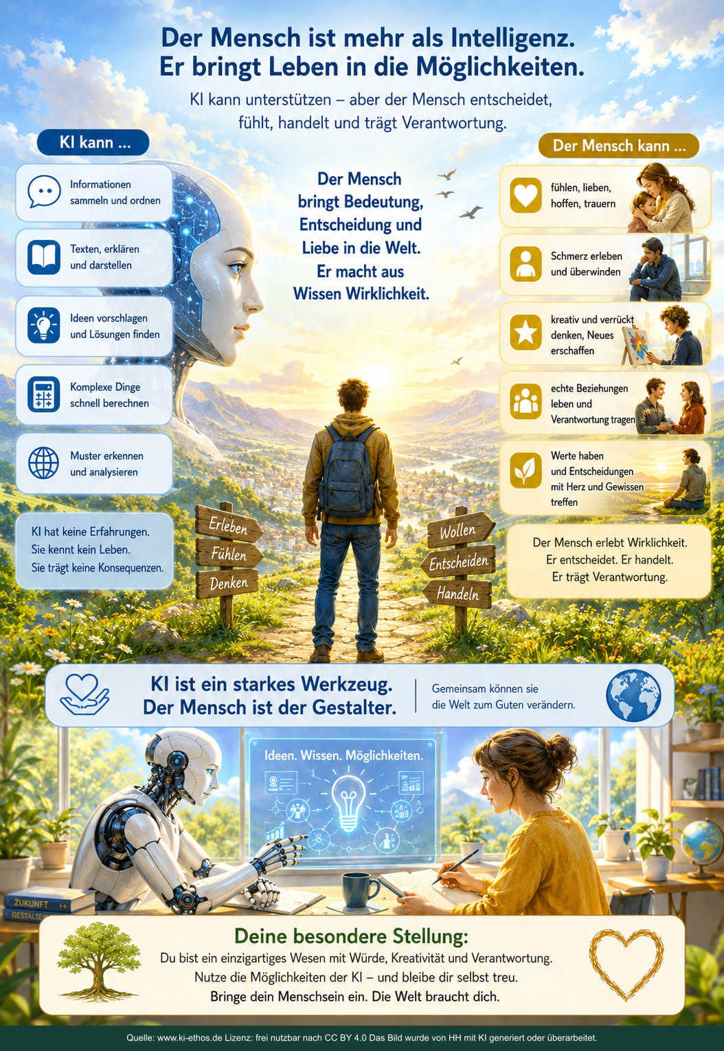 Infografik „KI Mensch Vergleich“ als verdichtete Darstellung zum Thema Kommunikation mit KI Infografik „KI Mensch Vergleich“ als verdichtete Darstellung zum Thema Kommunikation mit KI