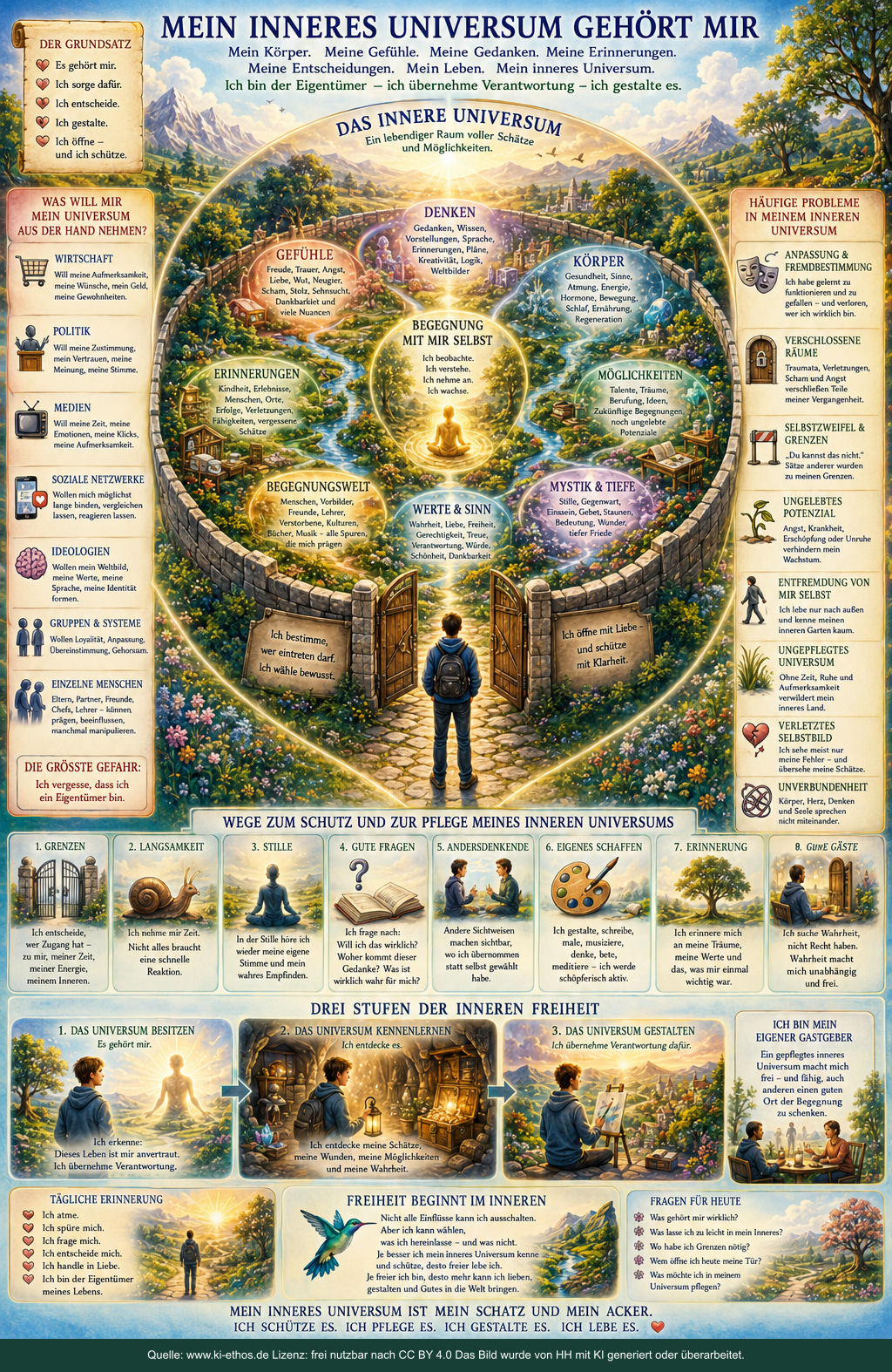 Illustrierte Tafel Mein inneres Universum gehört mir über Schutz, Freiheit, Grenzen und das Recht auf die eigene innere Welt Illustrierte Tafel Mein inneres Universum gehört mir über Schutz, Freiheit, Grenzen und das Recht auf die eigene innere Welt