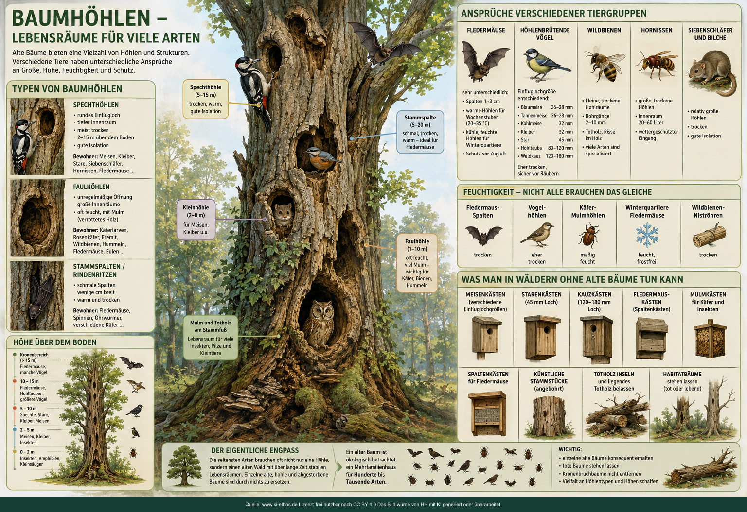 Infografik „Umwelt BaumHabitate“ als verdichtete Darstellung zum Thema Ökologische Lebensräume Infografik „Umwelt BaumHabitate“ als verdichtete Darstellung zum Thema Ökologische Lebensräume
