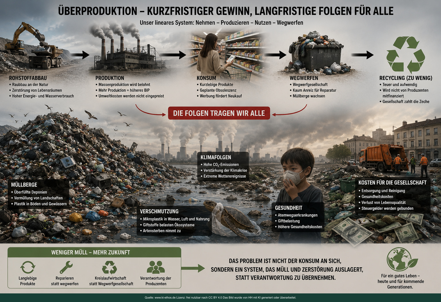 Infografik „Umwelt Overproduction“ als verdichtete Darstellung zum Thema Überproduktion und Umweltfolgen Infografik „Umwelt Overproduction“ als verdichtete Darstellung zum Thema Überproduktion und Umweltfolgen
