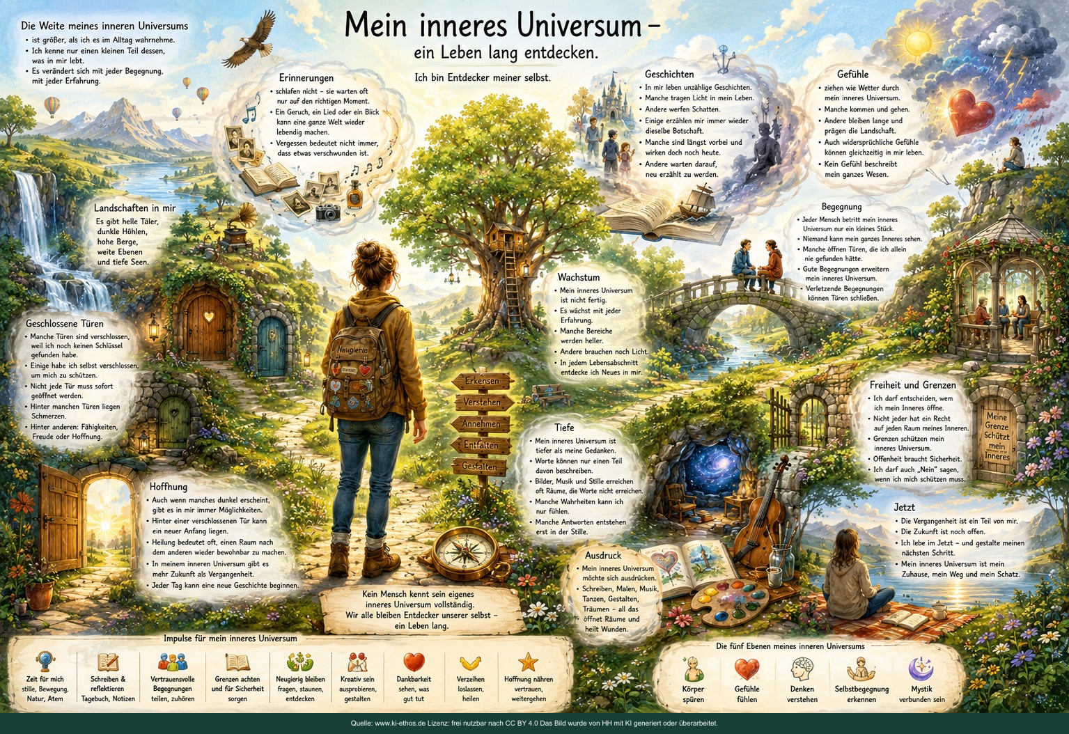 Reich illustrierte Landkarte Mein inneres Universum entdecken mit Räumen für Körper, Gefühle, Gedanken, Erinnerungen, Träume, Werte, Beziehungen und Möglichkeiten Reich illustrierte Landkarte Mein inneres Universum entdecken mit Räumen für Körper, Gefühle, Gedanken, Erinnerungen, Träume, Werte, Beziehungen und Möglichkeiten