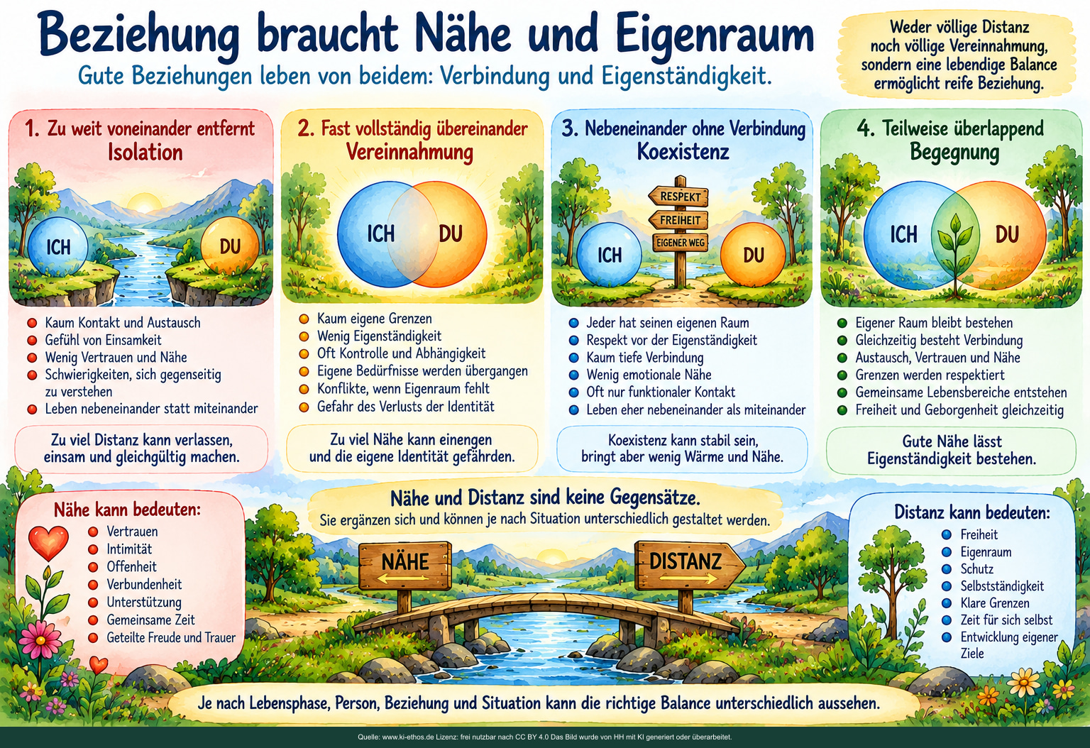 Vier Beziehungskonstellationen – Isolation, Vereinnahmung, Koexistenz und Begegnung – verdeutlichen, dass gute Beziehungen weder völlige Distanz noch völlige Verschmelzung brauchen. Vier Beziehungskonstellationen – Isolation, Vereinnahmung, Koexistenz und Begegnung – verdeutlichen, dass gute Beziehungen weder völlige Distanz noch völlige Verschmelzung brauchen.