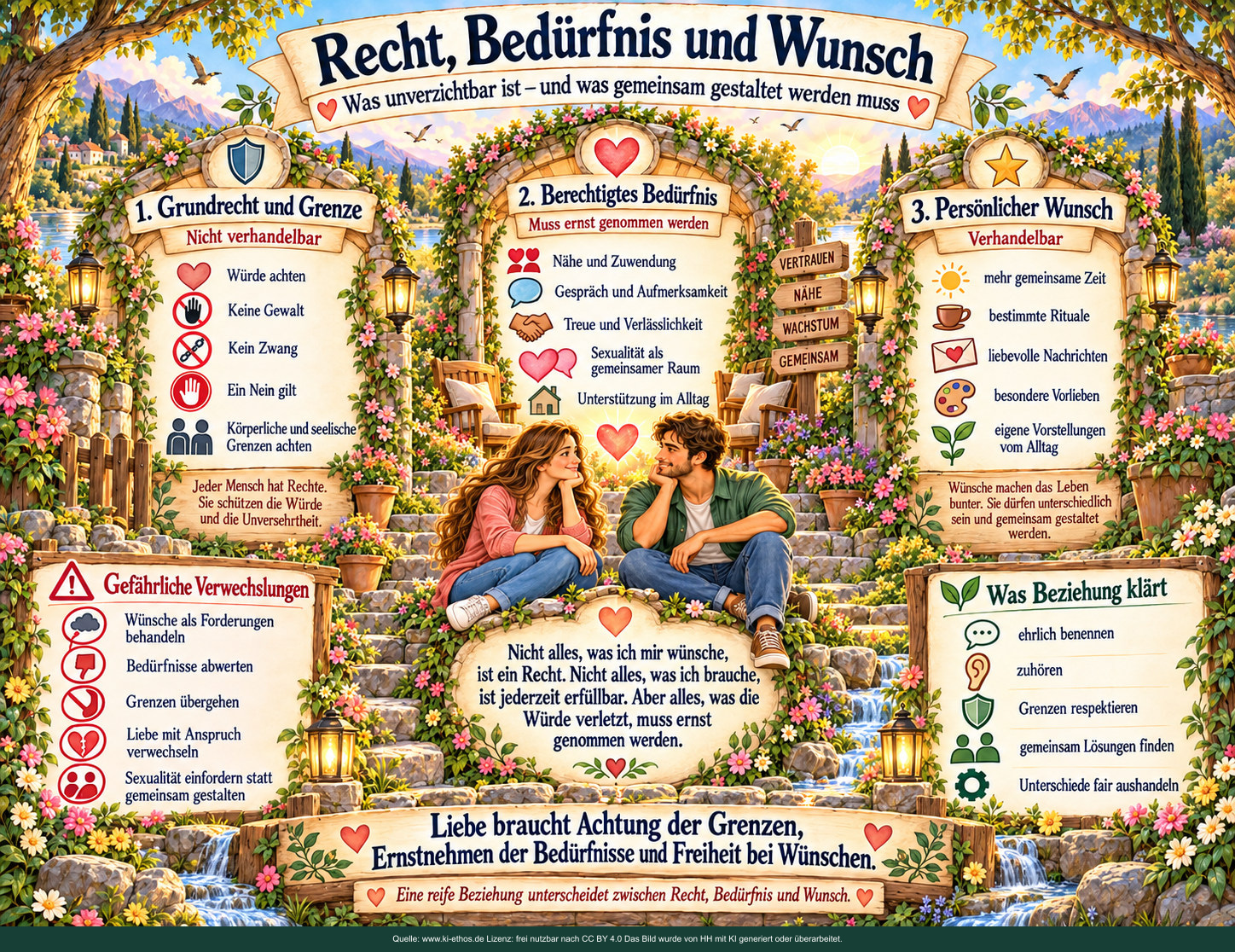 Drei Gartenportale ordnen unverhandelbare Grundrechte, berechtigte Bedürfnisse und gestaltbare persönliche Wünsche. Drei Gartenportale ordnen unverhandelbare Grundrechte, berechtigte Bedürfnisse und gestaltbare persönliche Wünsche.