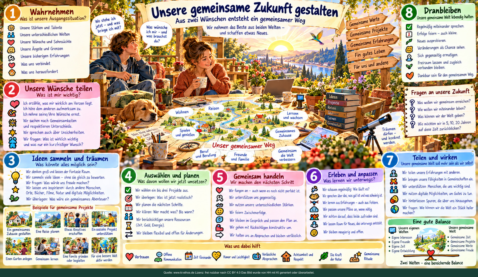 Aus zwei Lebenswelten entsteht auf einem gestalteten Landschaftstisch ein gemeinsamer Zukunftsweg. Aus zwei Lebenswelten entsteht auf einem gestalteten Landschaftstisch ein gemeinsamer Zukunftsweg.