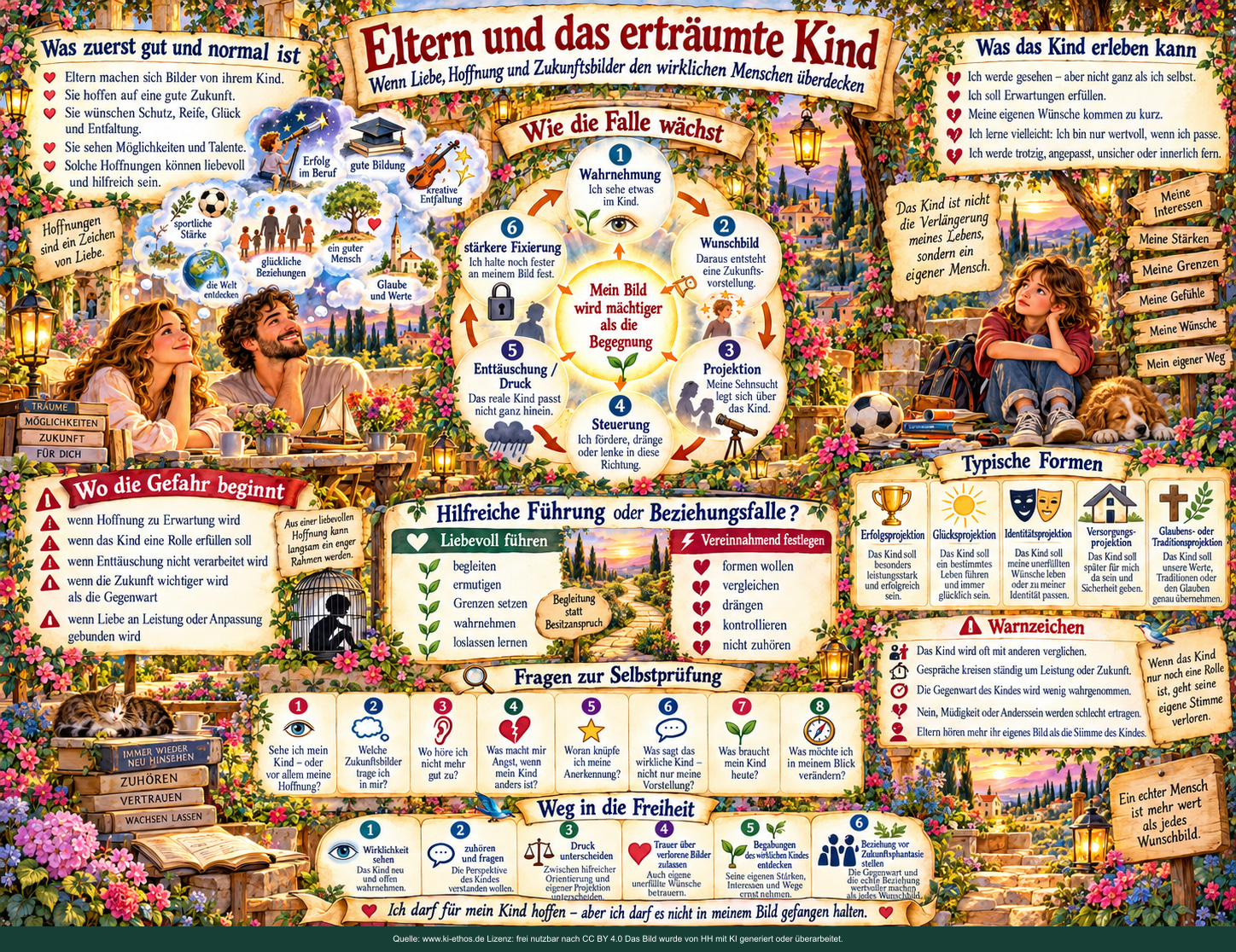 Bild 2: Eltern und das erträumte Kind. Eltern sehen mögliche Lebenswege ihres Kindes und entdecken, dass das tatsächliche Kind eigene Wünsche und Grenzen besitzt. Bild 2: Eltern und das erträumte Kind. Eltern sehen mögliche Lebenswege ihres Kindes und entdecken, dass das tatsächliche Kind eigene Wünsche und Grenzen besitzt.