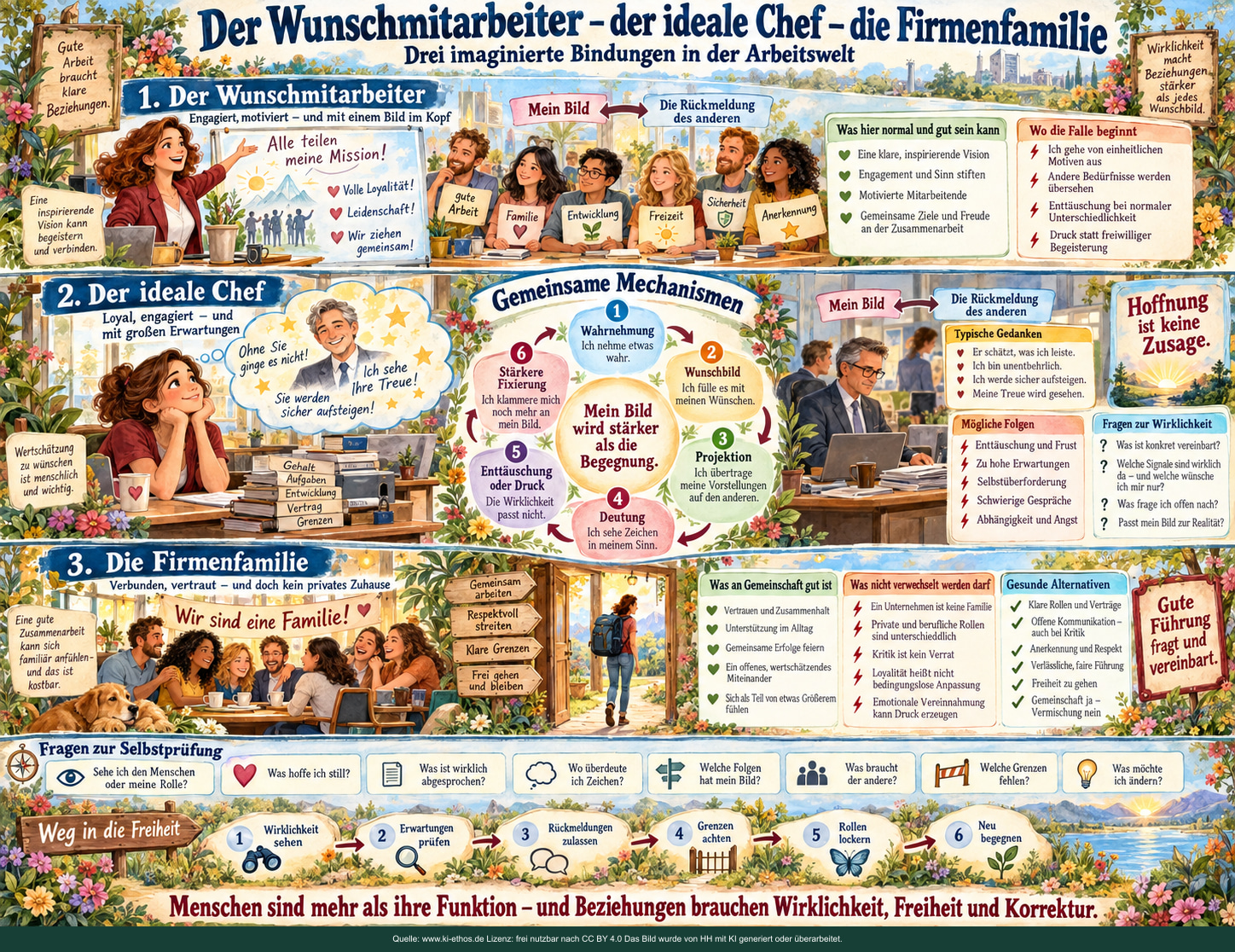 Bild 4: Der Wunschmitarbeiter – der ideale Chef – die Firmenfamilie. Drei Szenen über Führungserwartungen, nicht zugesagte Anerkennung und das Unternehmen als vermeintliche Familie; Grenzen und Gesprächswege werden sichtbar. Bild 4: Der Wunschmitarbeiter – der ideale Chef – die Firmenfamilie. Drei Szenen über Führungserwartungen, nicht zugesagte Anerkennung und das Unternehmen als vermeintliche Familie; Grenzen und Gesprächswege werden sichtbar.