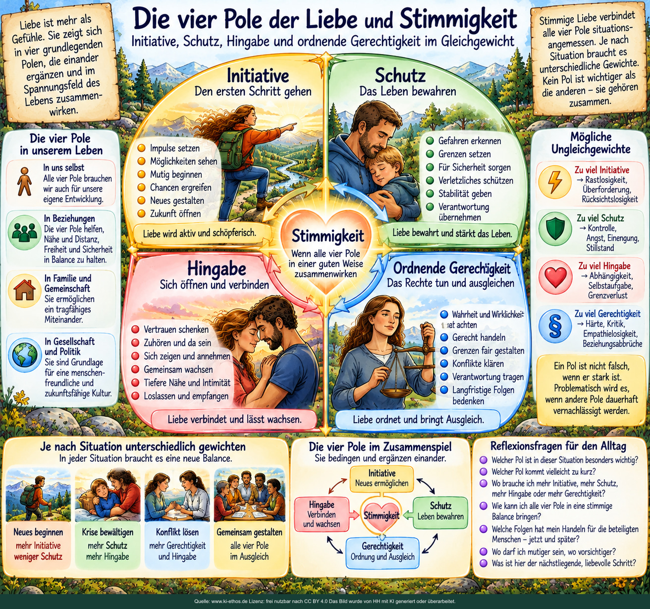 Die vier Pole der Liebe und Stimmigkeit. Initiative, Schutz, Hingabe und ordnende Gerechtigkeit. Die vier Pole der Liebe und Stimmigkeit. Initiative, Schutz, Hingabe und ordnende Gerechtigkeit.