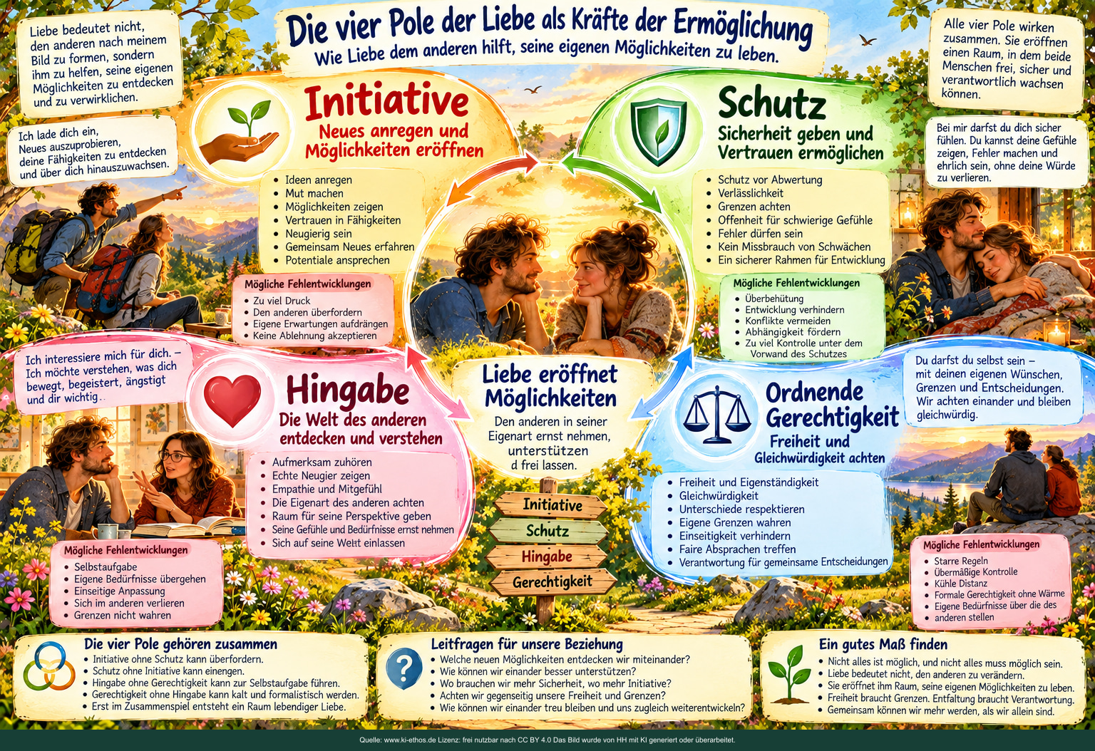 Die vier Pole der Liebe als Kräfte der Ermöglichung. Initiative, Schutz, Hingabe, ordnende Gerechtigkeit. Die vier Pole der Liebe als Kräfte der Ermöglichung. Initiative, Schutz, Hingabe, ordnende Gerechtigkeit.