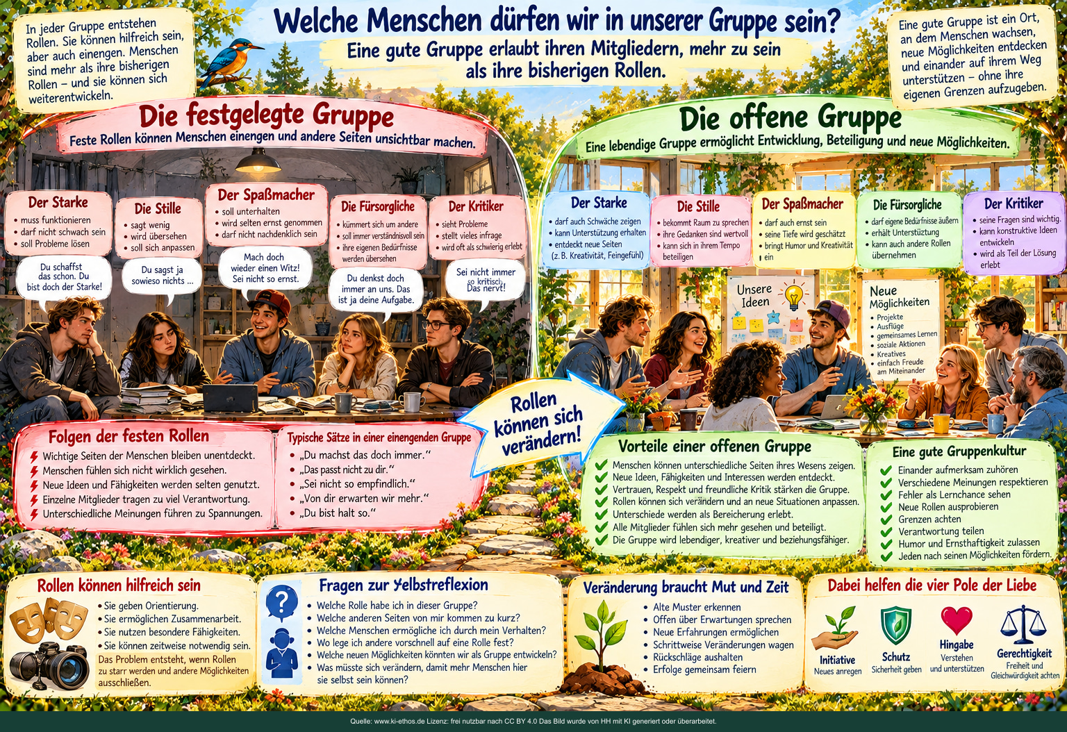 Welche Menschen dürfen wir in unserer Gruppe sein? Feste Rollen und offene Gruppen miteinander vergleichen. Welche Menschen dürfen wir in unserer Gruppe sein? Feste Rollen und offene Gruppen miteinander vergleichen.
