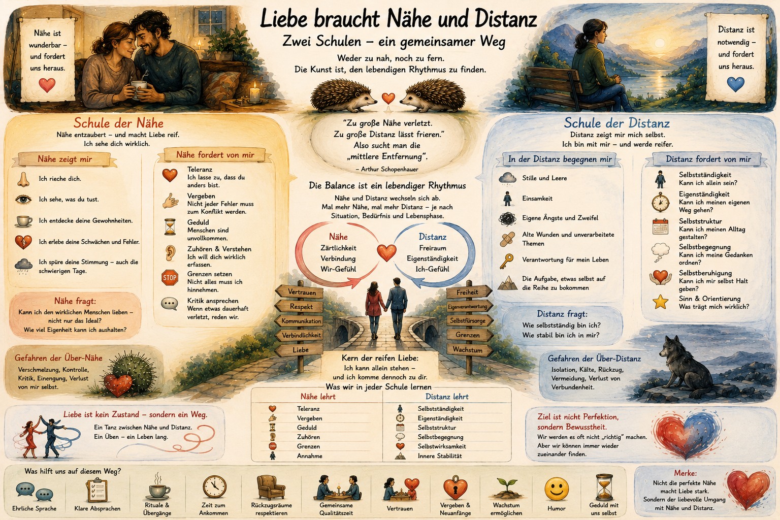 Textreiche Infografik über eine Schule der Nähe und eine Schule der Distanz mit Chancen, Gefahren und Reflexionsfragen Textreiche Infografik über eine Schule der Nähe und eine Schule der Distanz mit Chancen, Gefahren und Reflexionsfragen
