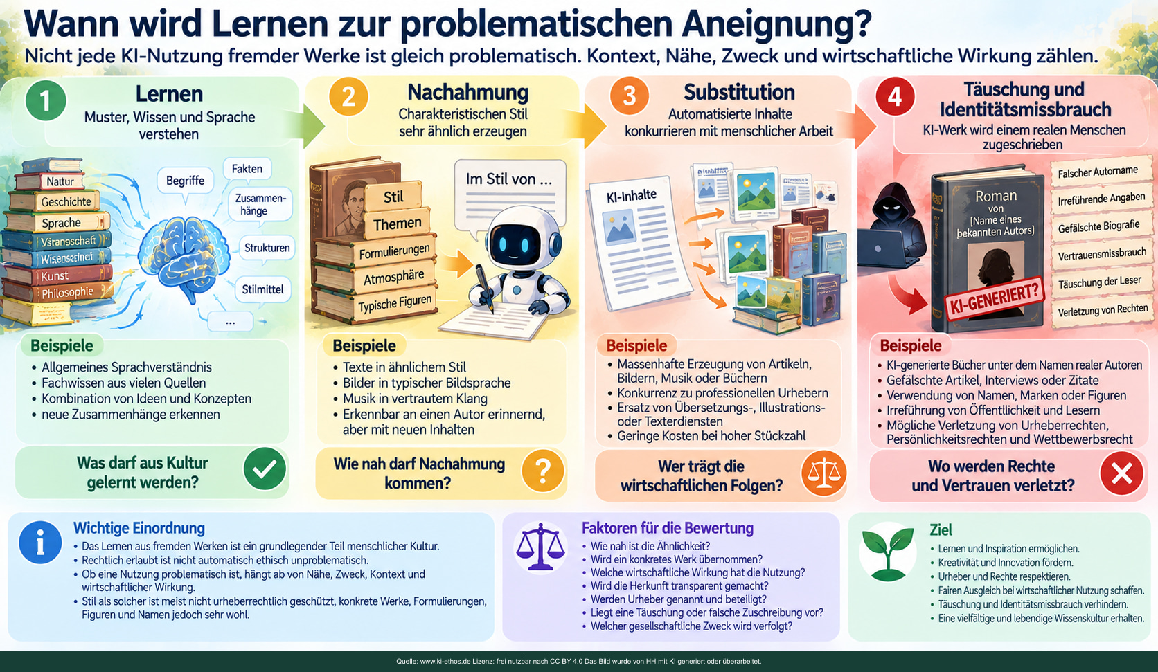 Vier ethische Blickrichtungen auf Lernen, Nachahmung, wirtschaftlichen Ersatz und Täuschung mit sechs Prüffragen. Vier ethische Blickrichtungen auf Lernen, Nachahmung, wirtschaftlichen Ersatz und Täuschung mit sechs Prüffragen.