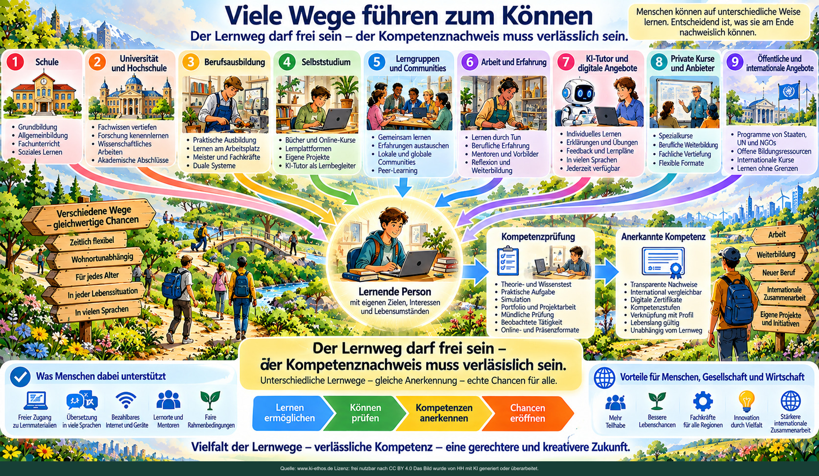 Schule, Hochschule, Ausbildung, Arbeit, Selbststudium und Lerngruppen führen zu unterschiedlich geprüften Kompetenzen. Schule, Hochschule, Ausbildung, Arbeit, Selbststudium und Lerngruppen führen zu unterschiedlich geprüften Kompetenzen.