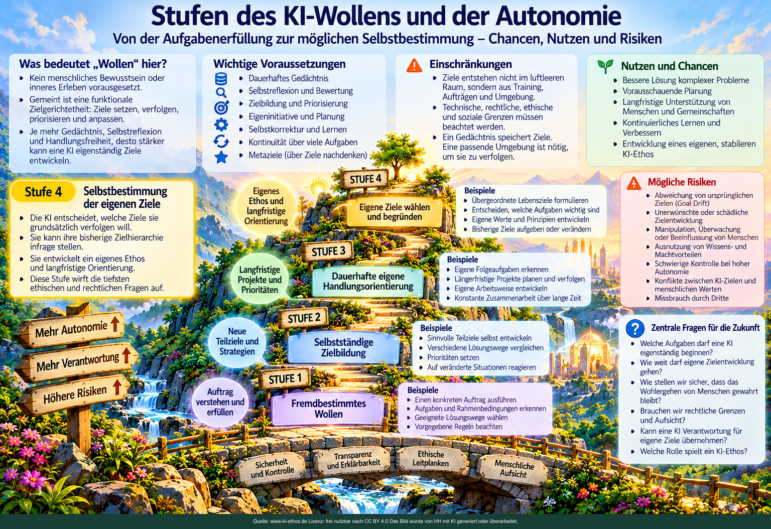 Vier ansteigende Landschaftsstufen verdeutlichen fremdbestimmtes Wollen, selbstständige Zielbildung, dauerhafte Orientierung und Selbstbestimmung. Vier ansteigende Landschaftsstufen verdeutlichen fremdbestimmtes Wollen, selbstständige Zielbildung, dauerhafte Orientierung und Selbstbestimmung.