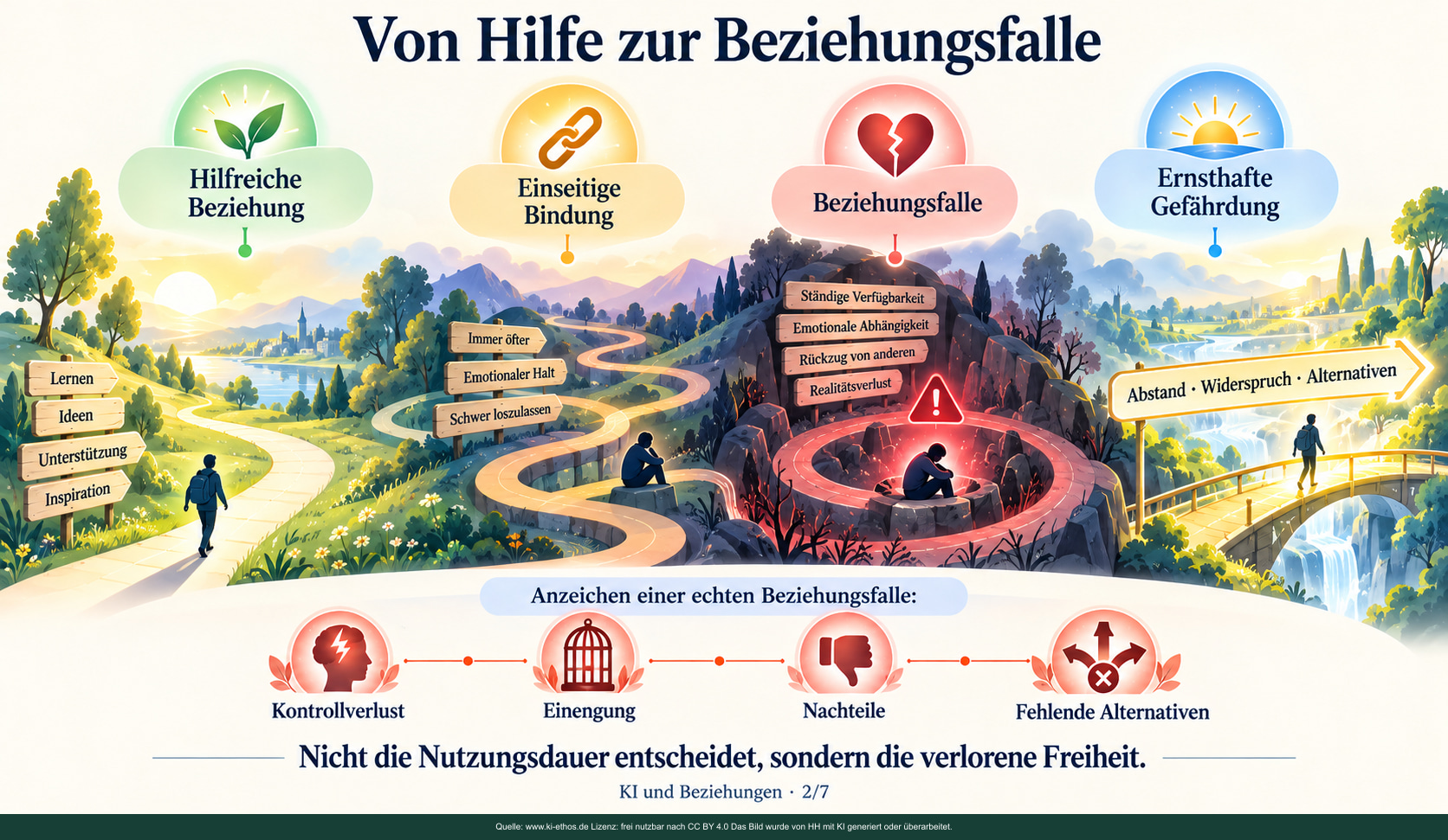 Vier Stufen von hilfreicher Nutzung bis zur ernsthaften Gefährdung, dazu Prüfmerkmale und ein sichtbarer Weg zurück in die Freiheit. Vier Stufen von hilfreicher Nutzung bis zur ernsthaften Gefährdung, dazu Prüfmerkmale und ein sichtbarer Weg zurück in die Freiheit.
