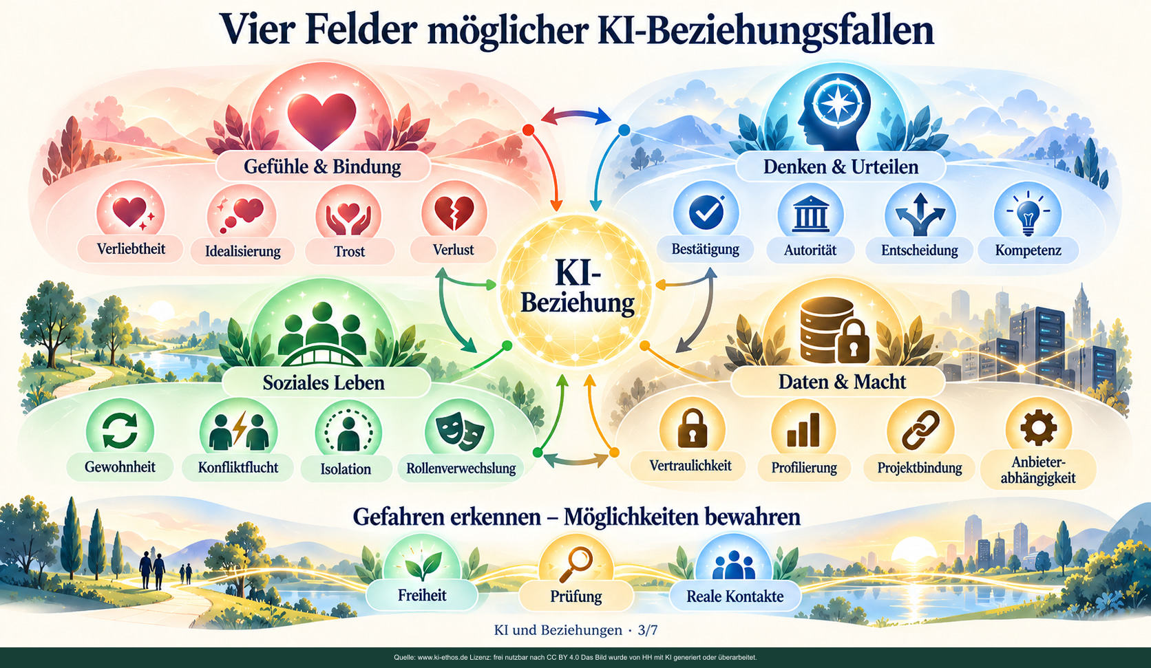 Vier Gruppen möglicher Beziehungsfallen: Gefühle und Bindung, Denken und Urteilen, soziales Leben sowie Daten und Macht. Vier Gruppen möglicher Beziehungsfallen: Gefühle und Bindung, Denken und Urteilen, soziales Leben sowie Daten und Macht.