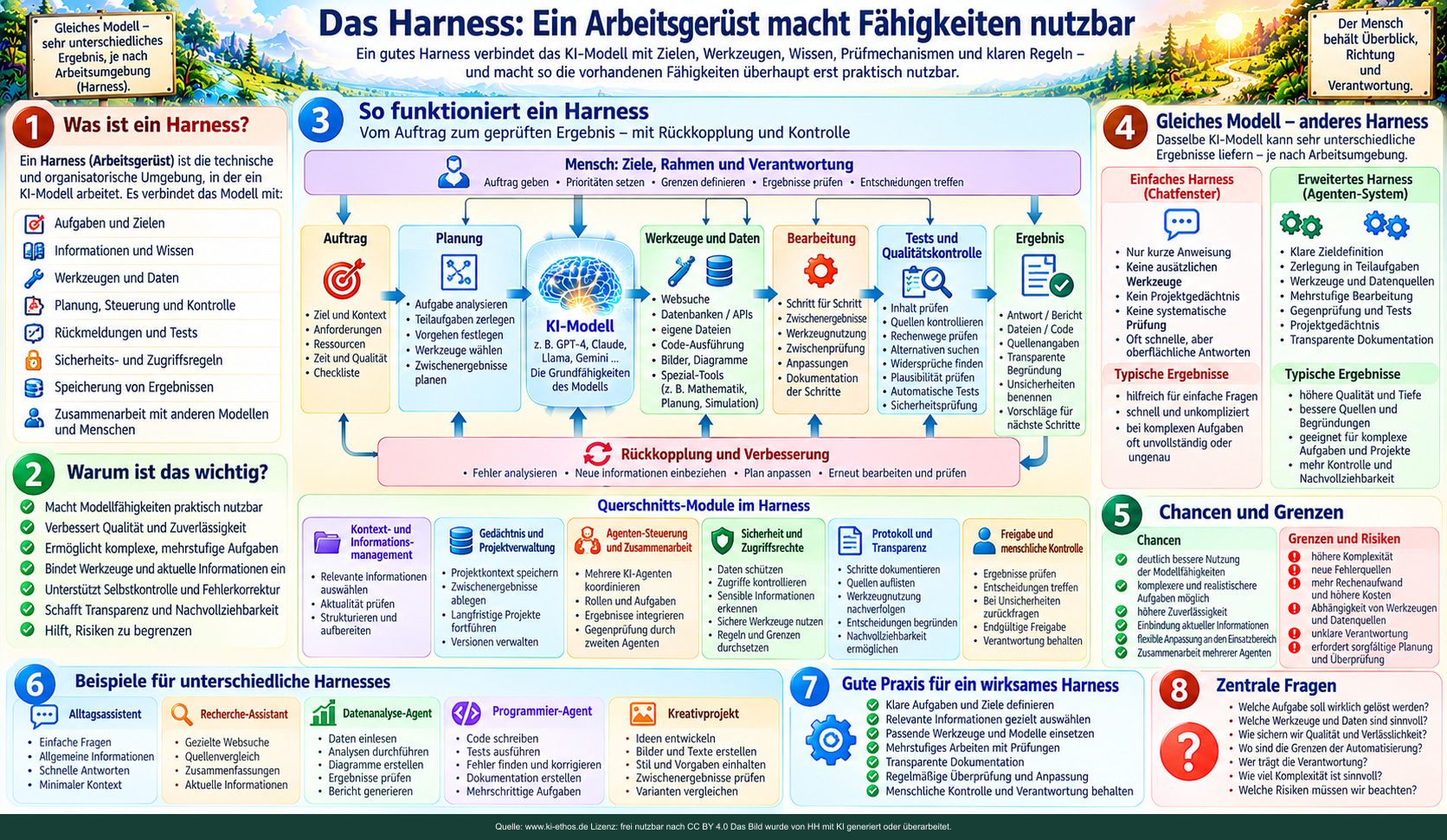 Die technische Arbeitsumgebung einer KI verbindet Auftragsklärung, Planung, Werkzeugzugriff, Tests und menschliche Freigaben. Die technische Arbeitsumgebung einer KI verbindet Auftragsklärung, Planung, Werkzeugzugriff, Tests und menschliche Freigaben.