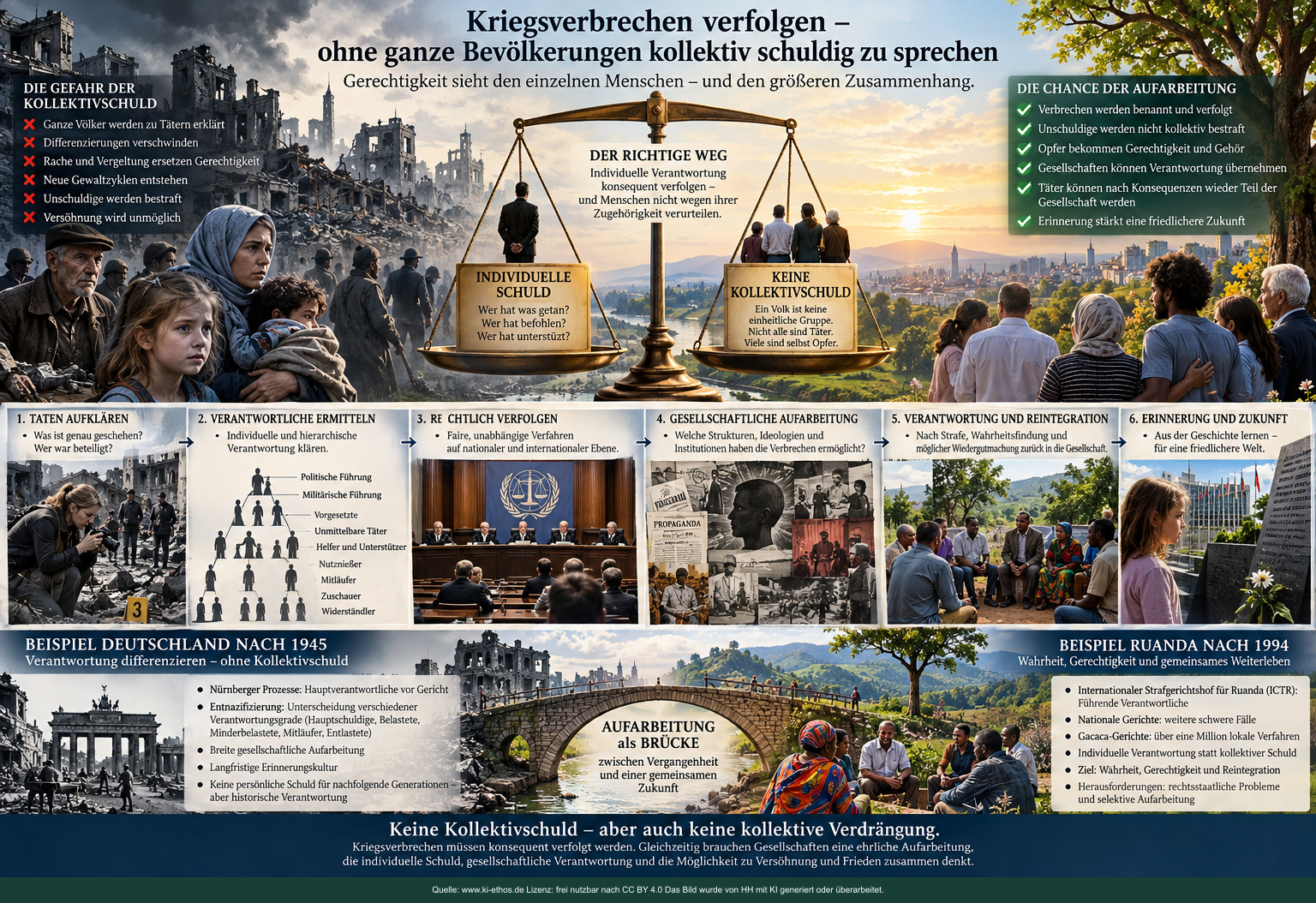 Große Bildtafel zur Verfolgung von Kriegsverbrechen ohne Kollektivschuld: Gefahr pauschaler Zuschreibung, individuelle Verantwortung, faire Verfahren, gesellschaftliche Aufarbeitung sowie Beispiele aus Deutschland und Ruanda Große Bildtafel zur Verfolgung von Kriegsverbrechen ohne Kollektivschuld: Gefahr pauschaler Zuschreibung, individuelle Verantwortung, faire Verfahren, gesellschaftliche Aufarbeitung sowie Beispiele aus Deutschland und Ruanda